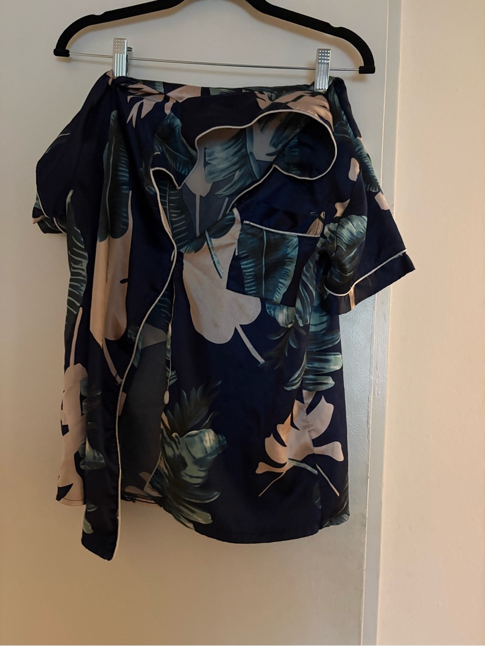 Navy Tropical Print Women pajama set